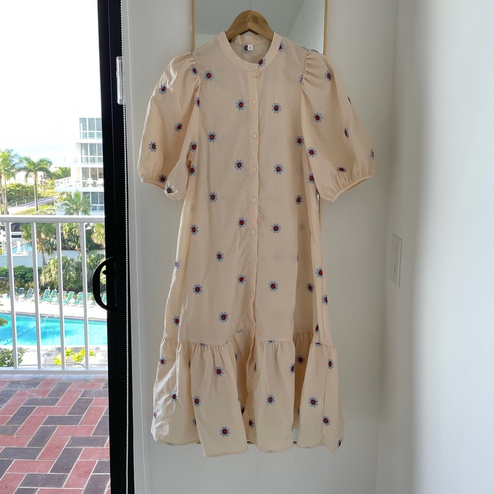 Midi puff sleeves shein dress